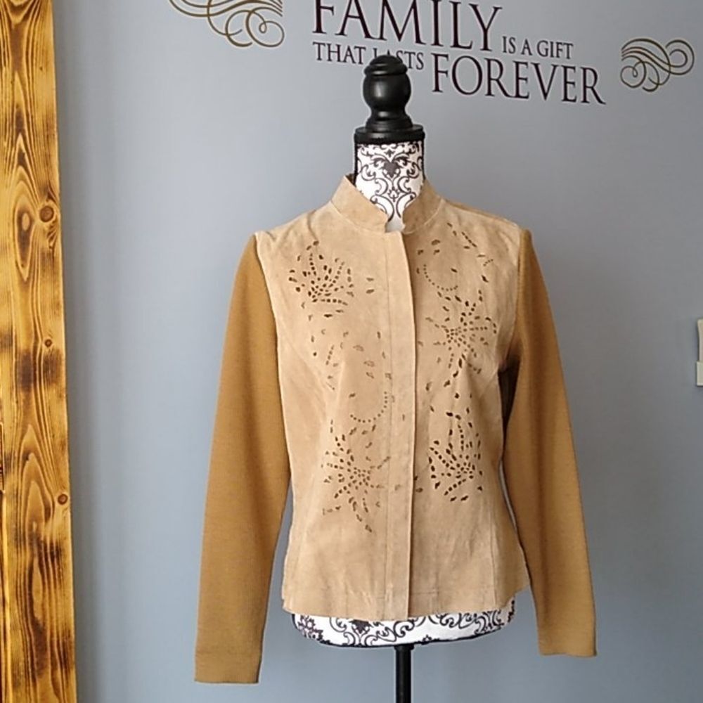 Nwt Camel M Coldwater Creek Suede Cutout Jacket